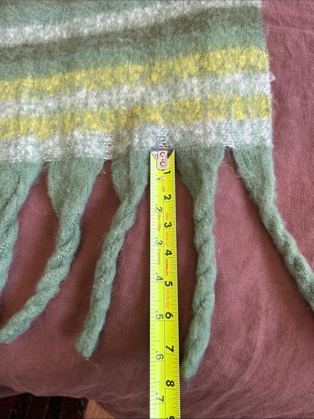 Cozy Green Mohair-Blend Fringe Scarf - Green - Picture 9 of 13